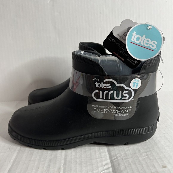 TOTES Men’s Black Cirrus Chelsea Waterproof Lightweight Ankle Rainboots SZ 11 - Picture 1 of 7